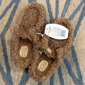 Hey Dude Tan Fuzzy Slippers